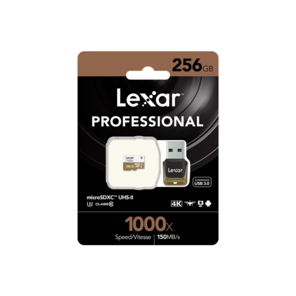 Scheda di memoria Lexar 256 GB Professional 1000x microSDXC UHS-II con lettore di schede USB 3.0