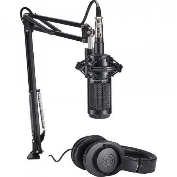 Pacchetto microfonico da studio Audio-Technica AT2035 con ATH-M20x e braccio a braccio