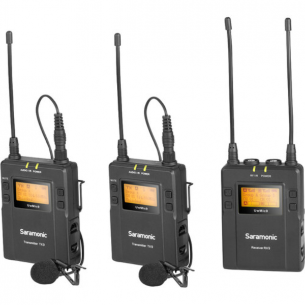 Saramonic UwMic9 2-Person Camera-Mount Wireless Omni Lavalier Microphone System Due microfoni Lav
