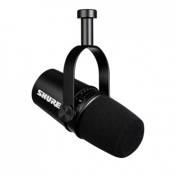 Microfono per podcasting Shure MV7 con cavi USB-A e USB-C - nero