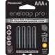 Panasonic BK-4HCCA4BA Eneloop Pro AAA Nuove batterie ricaricabili Ni-MH ad alta capacità, 4 pezzi